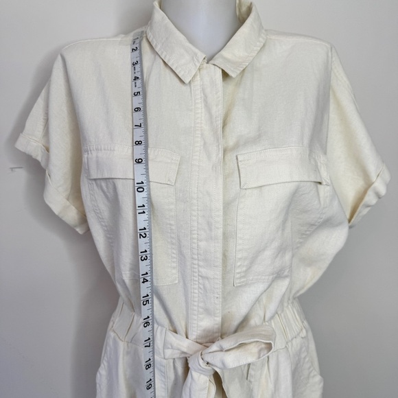 Universal Thread Short Sleeve Linen Blend Boilersuit Jumpsuit Ecru Cream Sz 6 - Picture 6 of 16